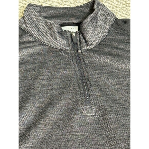 PGA Tour Golf Jacket Mens Large 1/4-Zip Black L/S Goemetic Pattern Pullover - Picture 2 of 8